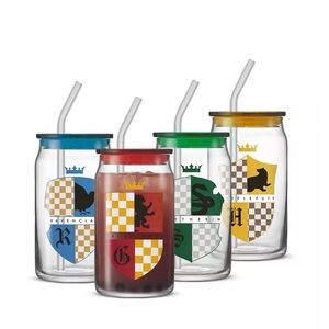 Harry Potter House Crests Tumbler Set Of 4 Lids And Straws